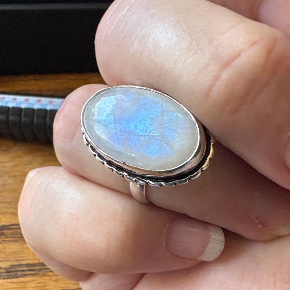 Moonstone silver plated ring